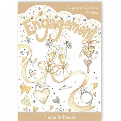 Toasting Glasses Congratulations Engagement Card