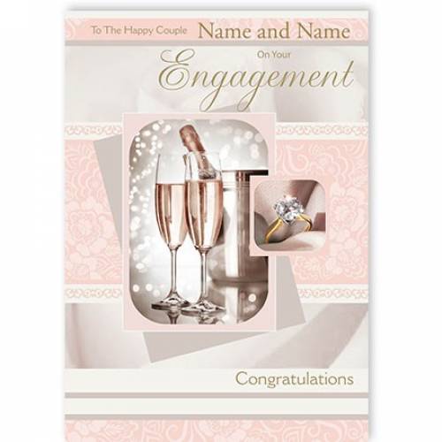 Pink Champagne On Your Engagement Card