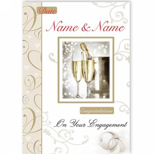 Champagne & Flutes Congratulations On Your Engagement Card