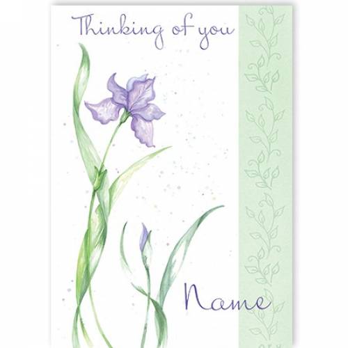 Purple Flowers Thinking Of You Card