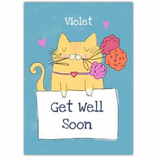 Get Well Soon Cute Kitty Greeting Card