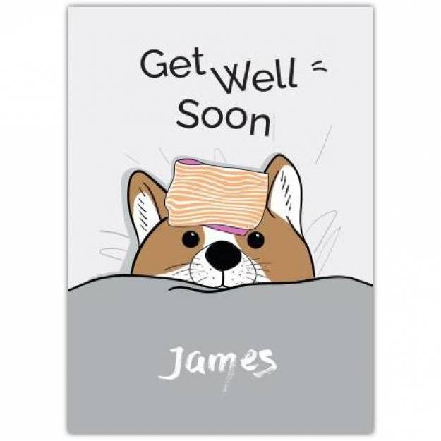 Get Well Soon Dog Bed Temperature Greeting Card | Greeting Card |   | 2000-04066