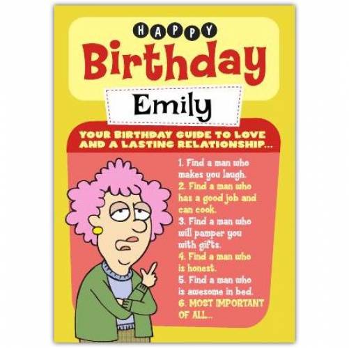 Aunty Acid Guide To Love And Relationships Birthday Card