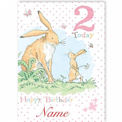 You're 2 Bunny Girl Birthday Card