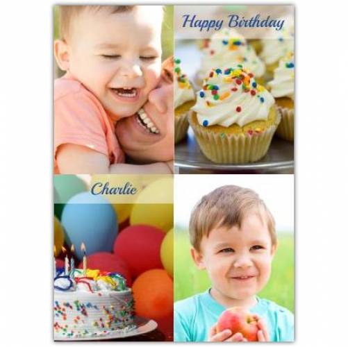 Happy Birthday Two Photos Cake And Cupcake Card