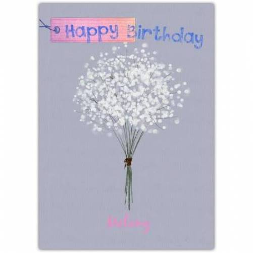 Happy Birthday White Flowers Card