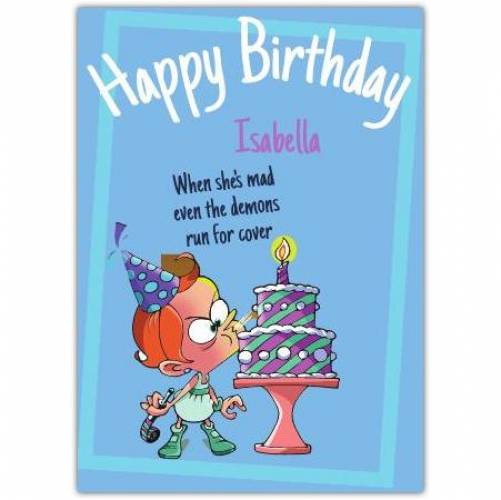 Happy Birthday Little Girl Blowing Out Candle Card
