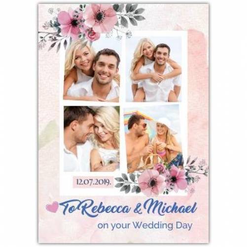 On Your Wedding Day Date And Four Photos In Squares Card