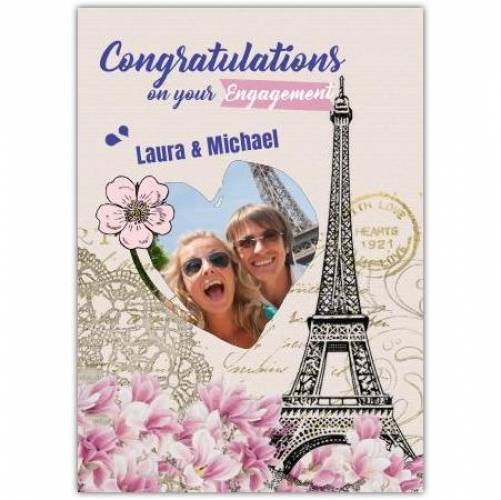 Congratulations On Your Engagement Eiffel Tower Photo Card