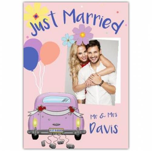 Just Married Mr & Mrs Car And Photo Card