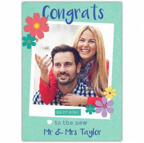 Congrats To The New Mr & Mrs With Date And Photo Card