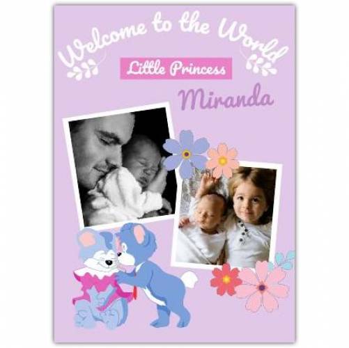 Welcome To The World Little Princess Two Photos Purple  Card