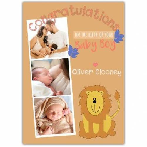 Congratulations On The Birth Of Your Baby Boy Lion Card