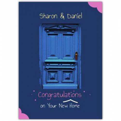 Congratulations New Home Blue Wooden Door  Card