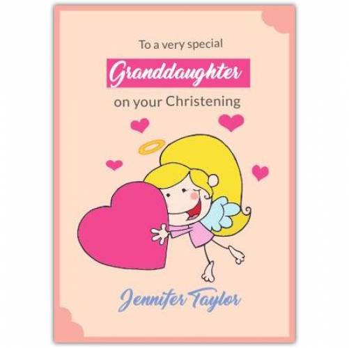 Granddaughter Angel Holding Big Heart  Card