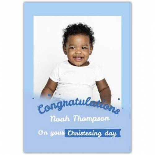 Congratulations Baby Boy Christening Day 1 Photo Card