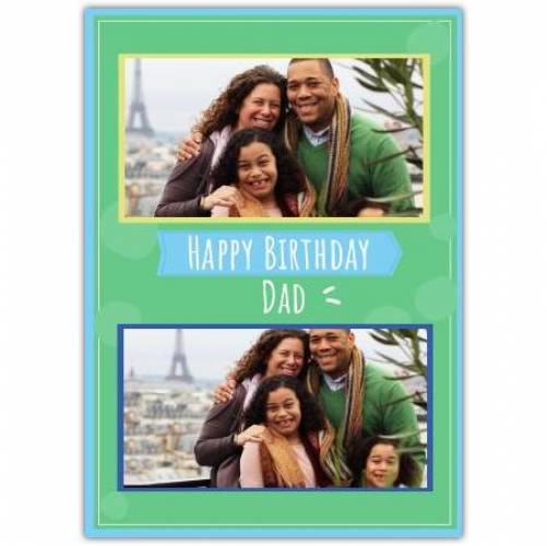 Happy Birthday Green Background With 2 Photos Card