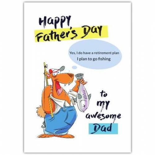 Happy Father's Day Bear Holding A Fish Card