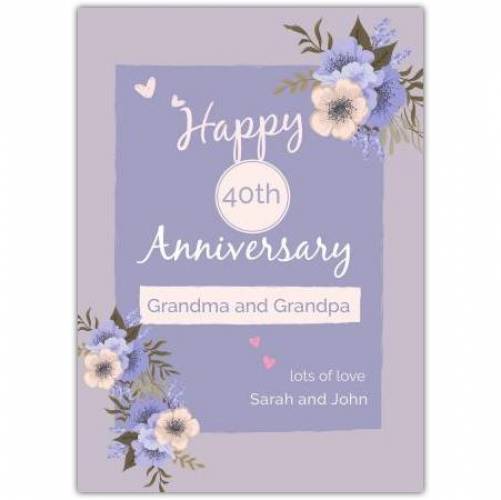 Happy Anniversary Pink And Purple Flowers  Card
