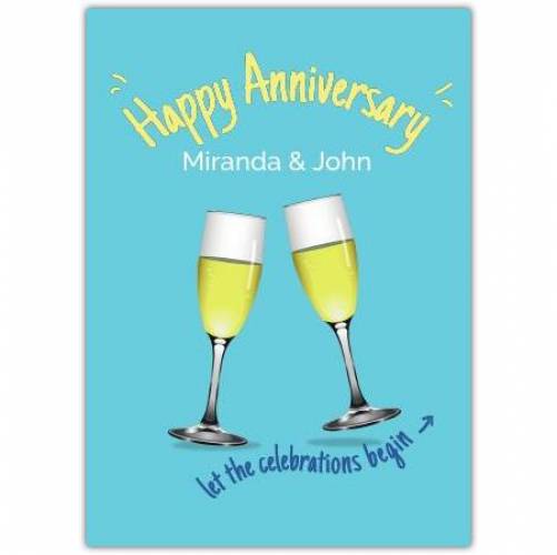 Anniversary Champagne Glasses Greeting Card