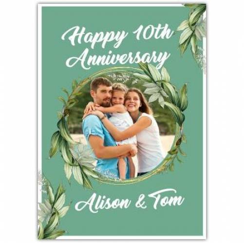Anniversary Green Leaves Photo Greeting Card