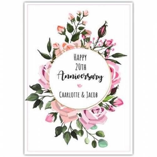 Anniversary Pink Wreath Greeting Card