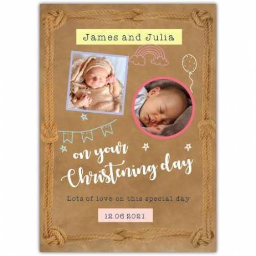 Christening Day Doodle Scrapbook Greeting Card
