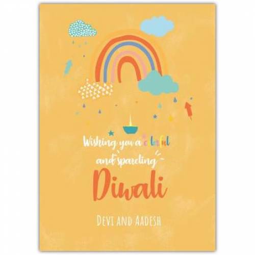 Happy Diwali Lights Rainbow Greeting Card