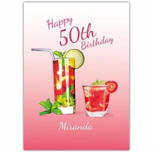 Happy 50th Cocktail Birthday Greeting Card
