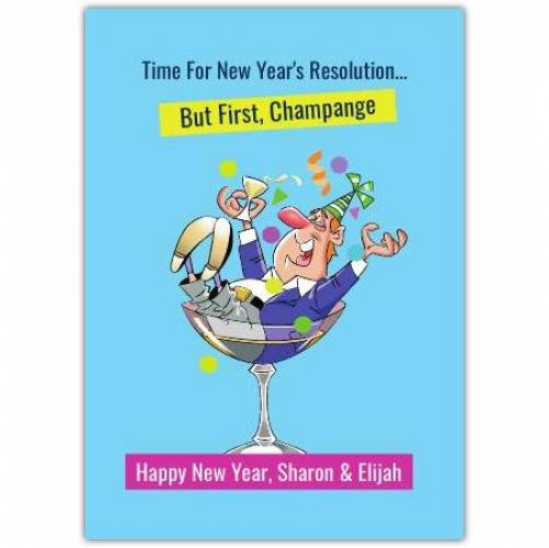 Happy New Years Resolution Champagne Card