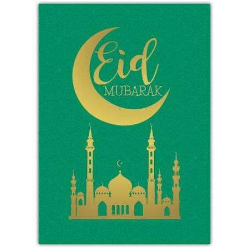 Eid Mubarak Festival Gold Moon Greeting Card