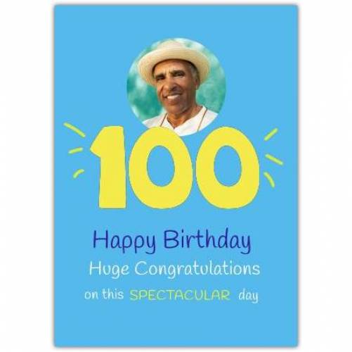 Blue 100th Birthday Card