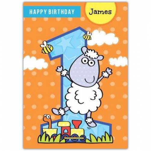 Sheep 1st Birthday Greeting Card