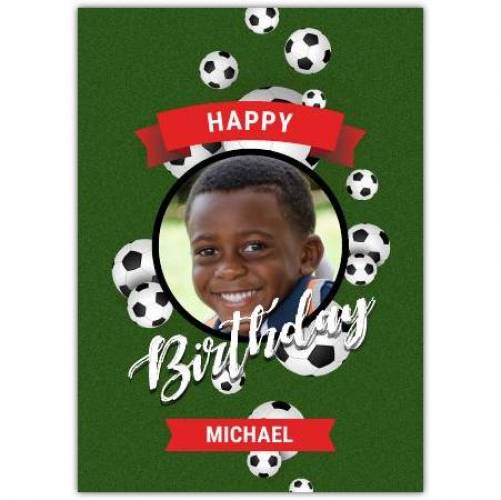 Happy Birthday Football Photo Upload Greeting Card
