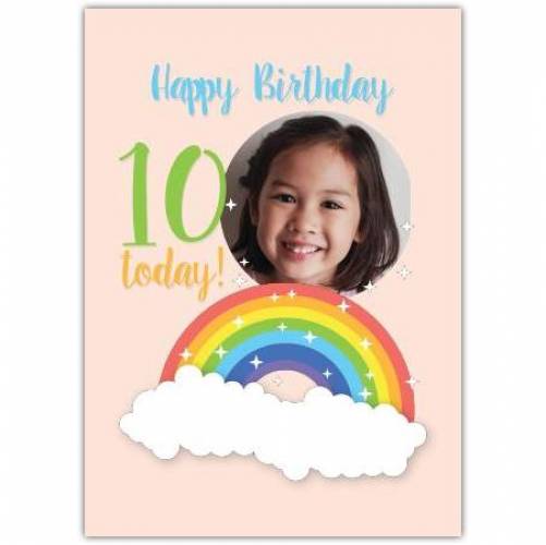 10th Birthday Rainbow Photo Greeting Card