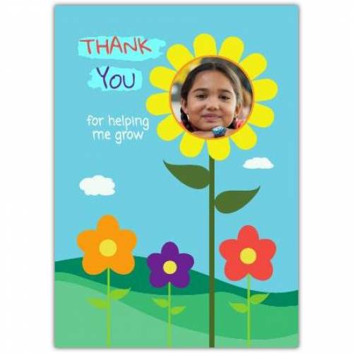 Teacher Thank You Photo Flower Greeting Card