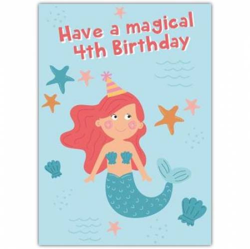 Magical Mermaid 4th Birthday Card