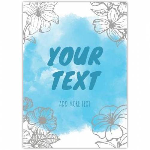 Any Message Blue Watercolour Greeting Card