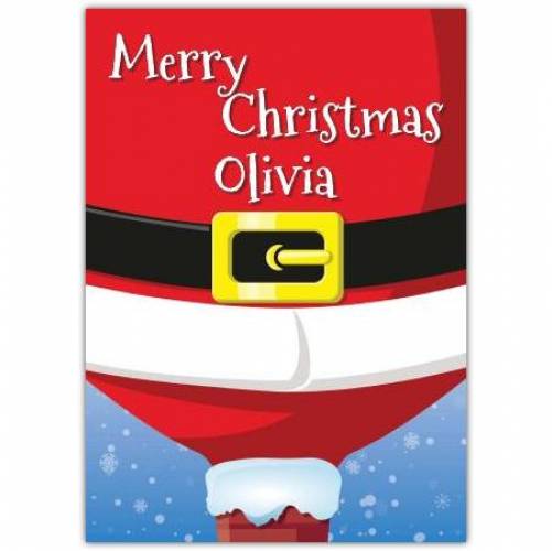 Santa In A Chimney Merry Christmas Card Card