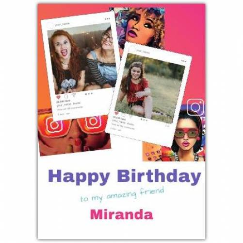 Happy Birthday Instagram Theme 2 Photos Card