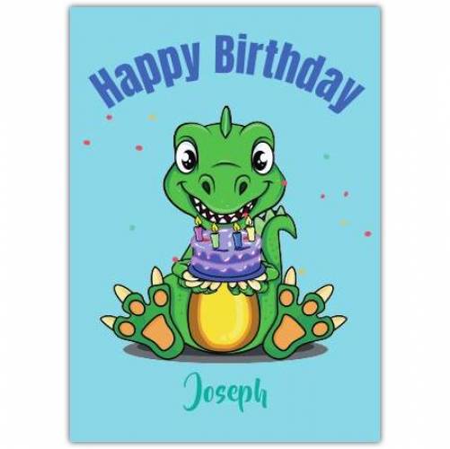 Happy Birthday Alligator Holding Cake Card