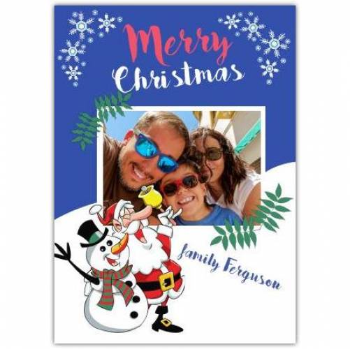 Merry Christmas Santa And Snowman Singing  Card