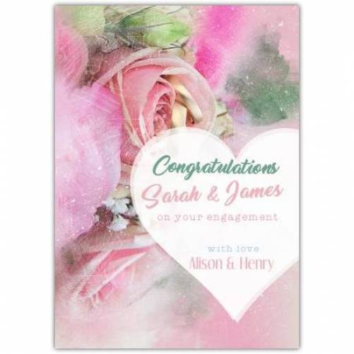 Congratulations On Your Engagement White Heart Names And Date Card
