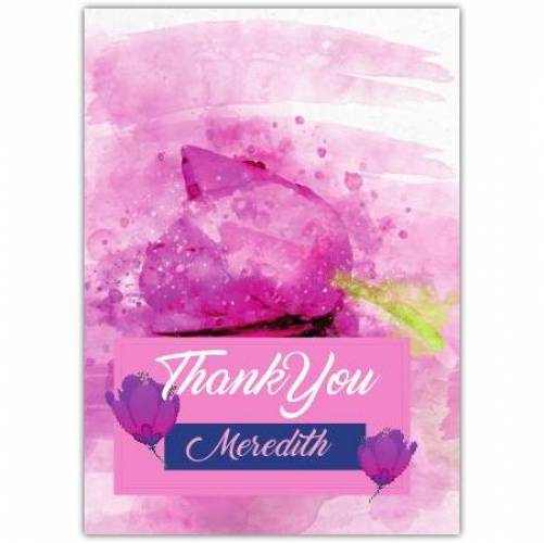 Thank You Pink Tulip Pastel Painting Card