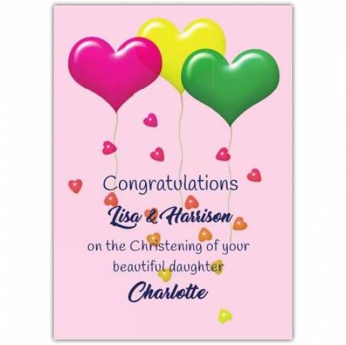 Congratulations Christening Baby Girl Pink Card