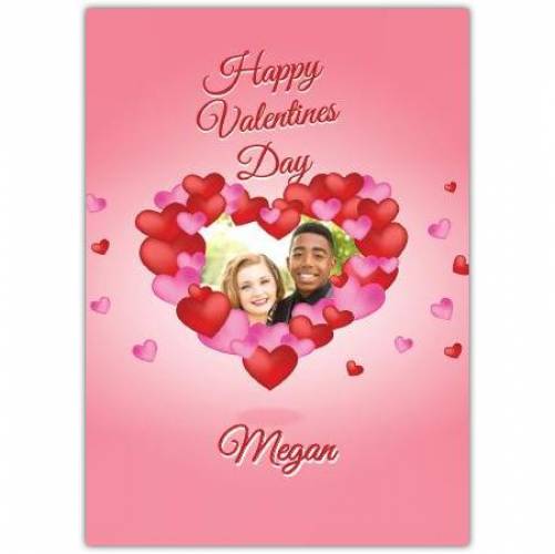 Happy Valentines Day Pink And Red Hearts Card
