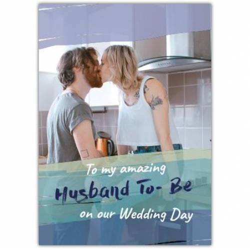 Husband To Be Photo Upload Blue Greeting Card