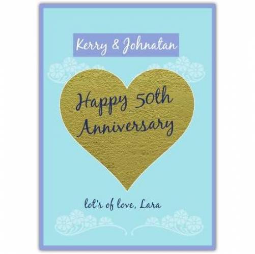 Anniversary Golden 50th Heart Greeting Card