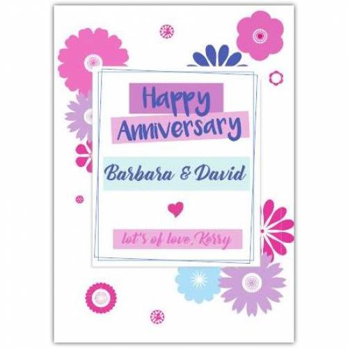 Anniversary Pink & Purple Flowers Greeting Card