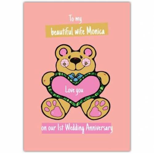 Anniversary Teddy & Heart Greeting Card